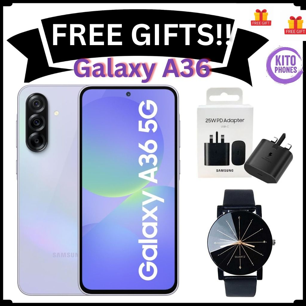 SAMSUNG GALAXY A36 128GB + 6GB RAM 7-inch, Dual SIM, Super AMOLED, Main Camera: 50MP +8MP + 5MP, 5000mAh Battery, 45W, Connectivity 5G WIFI Bluetooth 5.3, NFC SMARTPHONE + FREE GIFT