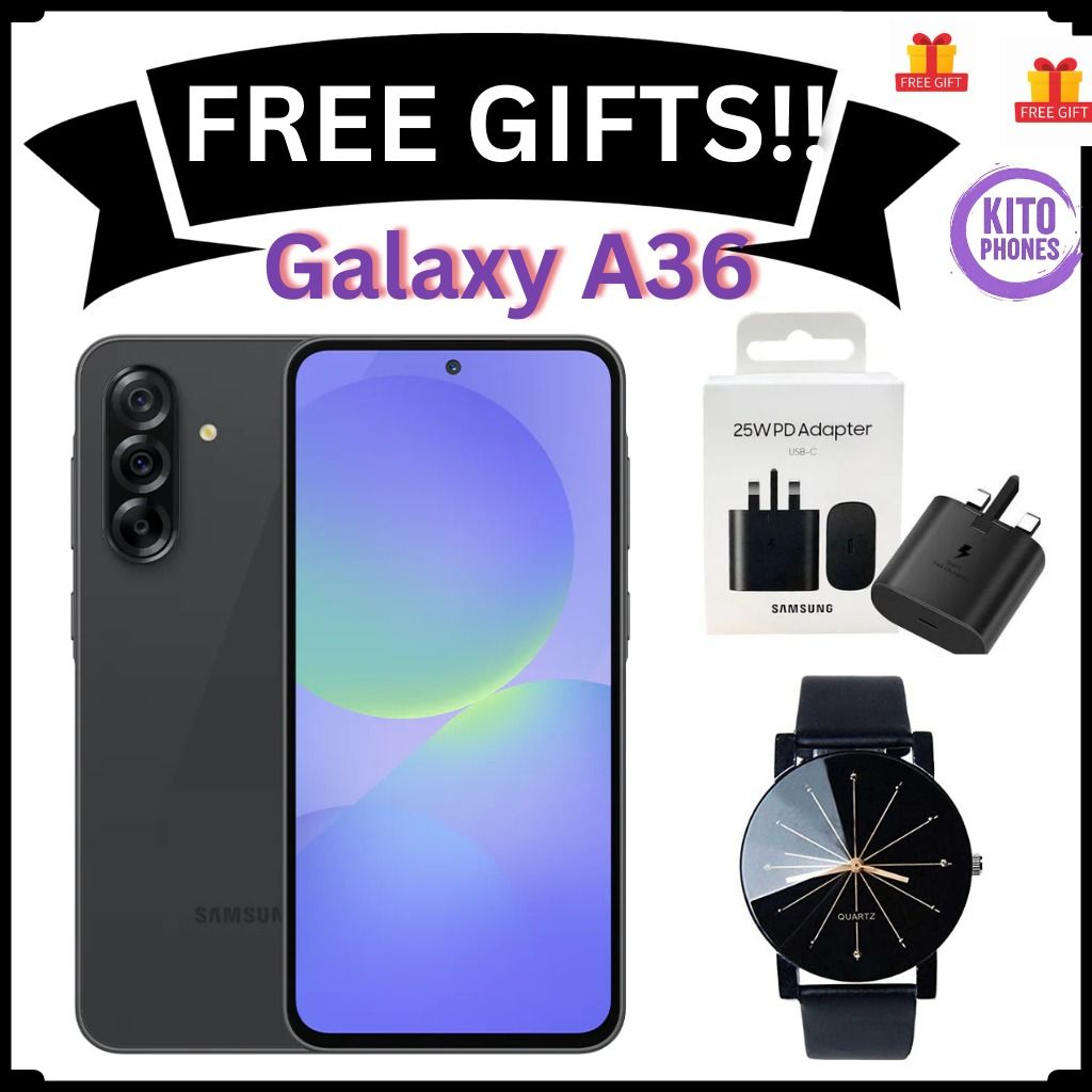 SAMSUNG GALAXY A36 128GB + 6GB RAM 7-inch, Dual SIM, Super AMOLED, Main Camera: 50MP +8MP + 5MP, 5000mAh Battery, 45W, Connectivity 5G WIFI Bluetooth 5.3, NFC SMARTPHONE + FREE GIFT