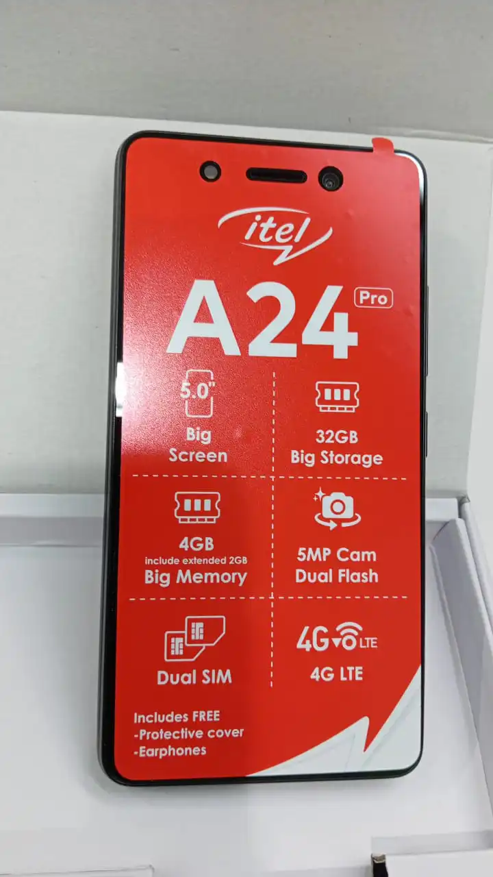 [NEW ARRIVAL!!!]Safaricom itel a24 pro, 32GB ROM, 4GB RAM (2+2), DUAL SIM, 4G/LTE, 5MP CAMERA DUAL FLASH, 5'' BIG SCREEN SIZE ANDROID 14 GO EDITION PHONE SMARTPHONE