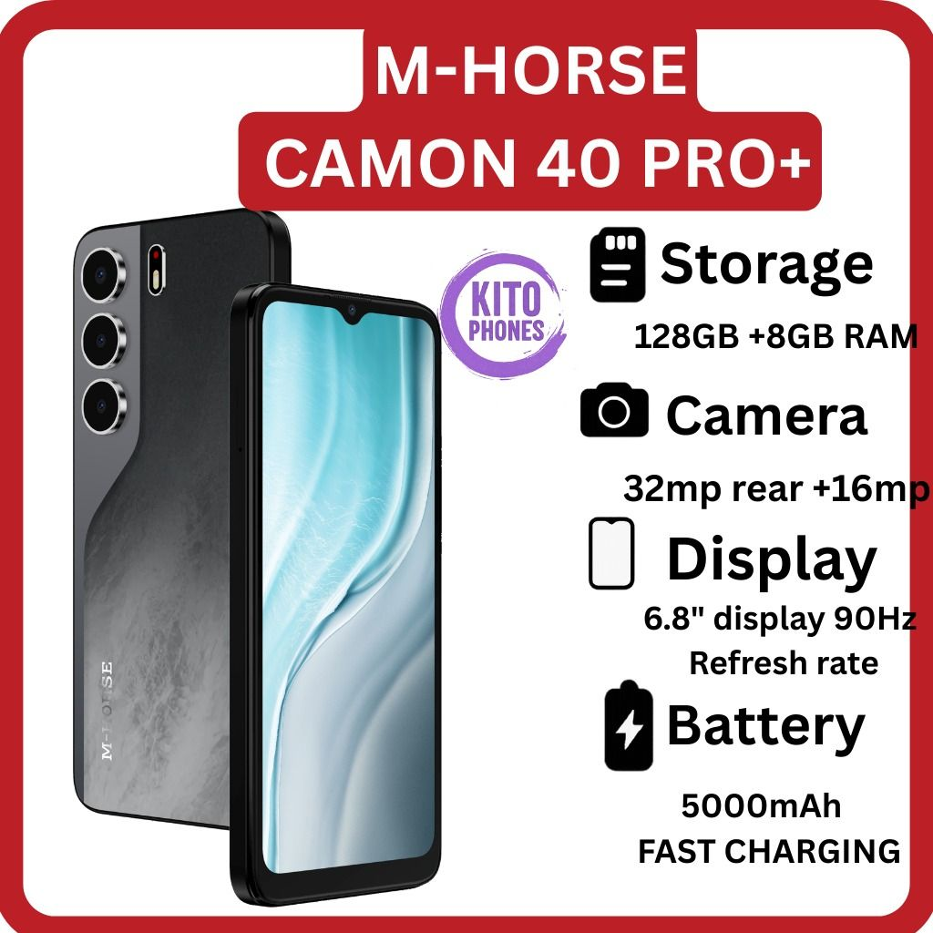 [ BRAND NEW ] M HORSE CAMON 40 PRO PLUS, 8GB RAM + 128GB ROM, 32MP + 16MP AI CAMERA, 5000MAH, SIDE FINGERPRINT, DUAL SIM, 6.8 AMOLED DISPLAY. octa-core processor Dual SIM  smartphones
