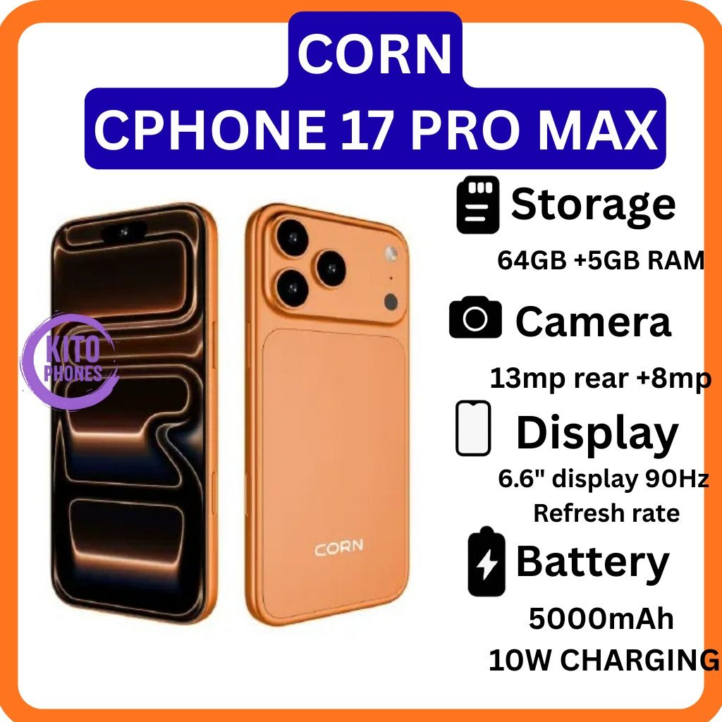 [ BRAND NEW ] CORN Cphone 17 Pro Max Android 14 smartphone 64GB Rom +5(2+3GB) Ram 6.6 inches IPS LCD screen display 5000mAh battery  OCTA-CORE 13mp dual main camera+ 8mp selfie android smartphone