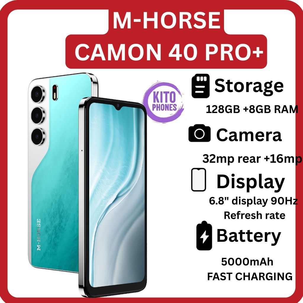 [NEW ARRIVAL!!!!!]M HORSE CAMON 40 PRO PLUS, 8GB RAM + 128GB ROM, 32MP + 16MP AI CAMERA, 5000MAH, SIDE FINGERPRINT, DUAL SIM, 6.8 AMOLED DISPLAY. octa-core processor Dual SIM  smartphones + FREE GIFTS