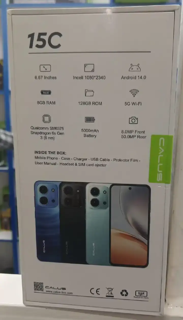 [NEW ARRIVALS!! ]CALUS 15C,8GB RAM + 128 GB ROM, 8MP+50MP AI CAMERA, 6.67 120 Hz AMOLED DISPLAY, Snapdragon processor, android 14. 5G WIFI android 14 SMART PHONE