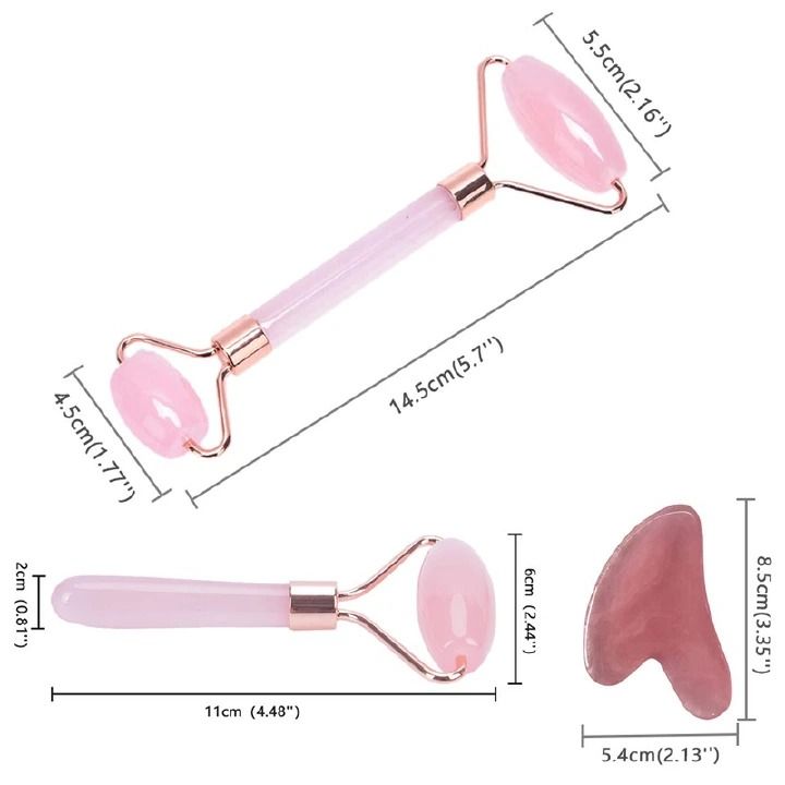 Skin Care Facial Rollers+Face Spa Massager Neck Roller Gua Sha Scraper Board Face Lift Up Wrinkle Remover Face Roller Scraper Set   : Thick guasha board, durable, safe, non-toxic, easy to clean      .