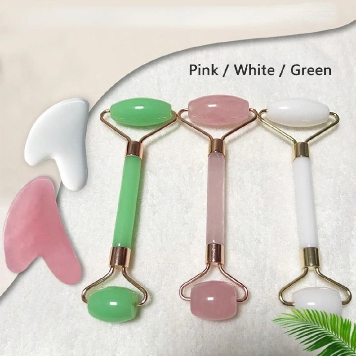 Skin Care Facial Rollers+Face Spa Massager Neck Roller Gua Sha Scraper Board Face Lift Up Wrinkle Remover Face Roller Scraper Set   : Thick guasha board, durable, safe, non-toxic, easy to clean      .