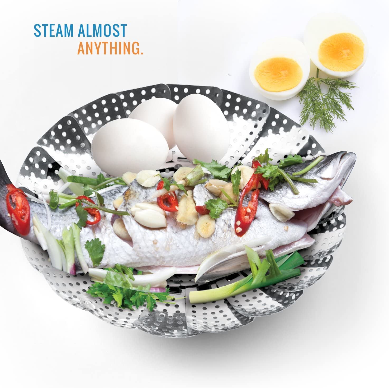 Stainless Steel Steamer Basket/Vegetable Steamer, Food Basket ,Bowl Cooker, Strainer ,Mesh Dish Folding                                                                                                .