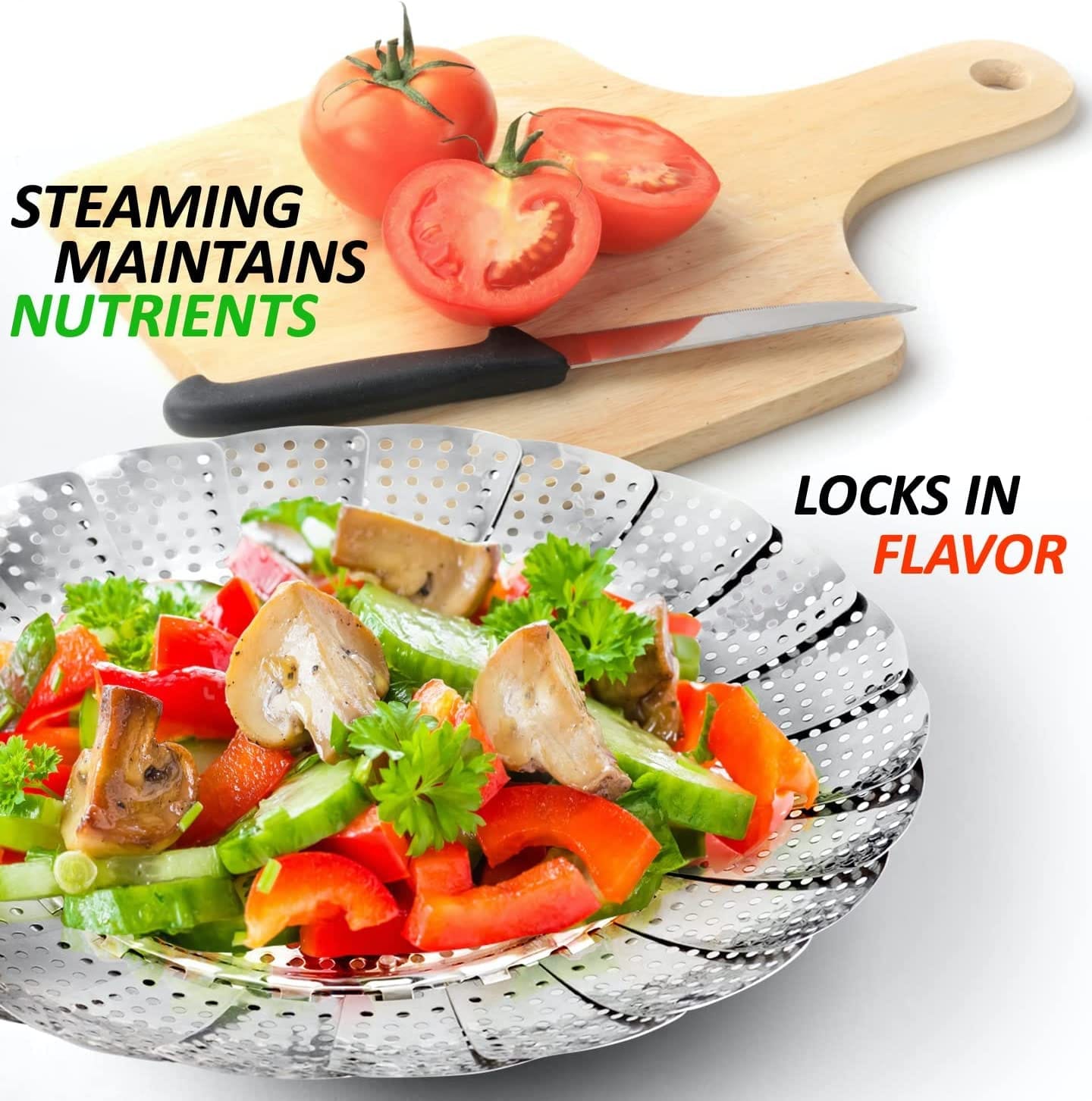 Stainless Steel Steamer Basket/Vegetable Steamer, Food Basket ,Bowl Cooker, Strainer ,Mesh Dish Folding                                                                                                .
