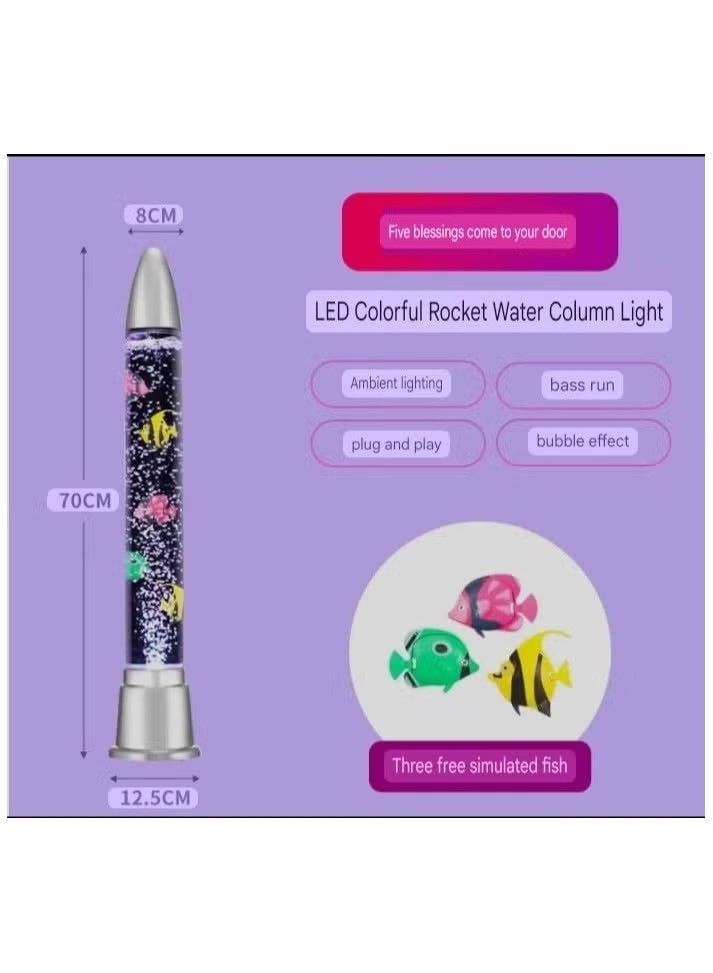 LED Deco Water Bubble Fish Tube Floor Lamp with 7 Color Changing Light Effects & 3 plastic Fish, electric  Aquarium fish Tank Night Light Stress Relief Calming Sensory Lamp for Autism ADHD           .