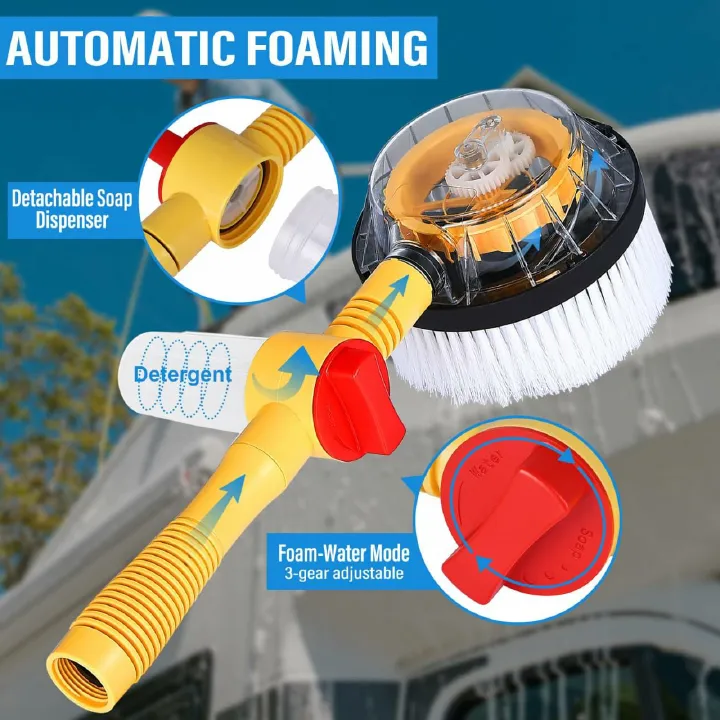 Car Wash Brush, Car Cleaning Kit, 360° Spin Car Wash Mop, High-pressure Foam Car Cleaning Brush, Detachable & Extendable Scrub Brush, For Car Home Cleaning & Garden Use                               .