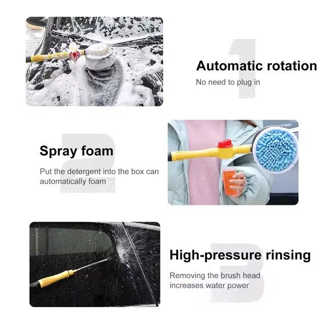 Car Wash Brush, Car Cleaning Kit, 360° Spin Car Wash Mop, High-pressure Foam Car Cleaning Brush, Detachable & Extendable Scrub Brush, For Car Home Cleaning & Garden Use                               .