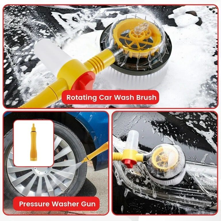 Car Wash Brush, Car Cleaning Kit, 360° Spin Car Wash Mop, High-pressure Foam Car Cleaning Brush, Detachable & Extendable Scrub Brush, For Car Home Cleaning & Garden Use                               .