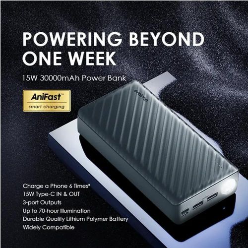 oraimo PowerBox 300 Lite 30000mAh 15W Power Bank with 3A Fast Charging & an LED Torch