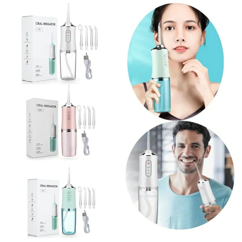 4 nozzles New Dental Water Jet Irrigator 1400rpm teeth cleaner....3 modes oral hygiene cleaning machine...4 heads,ideal for cleaning braces,cleaning power and 4 cleaning options