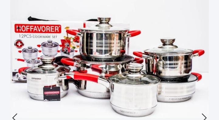 12PCS Heavy Stainless Steel Kitchen Cookwares Set with Nonstick and it has an Induction Base