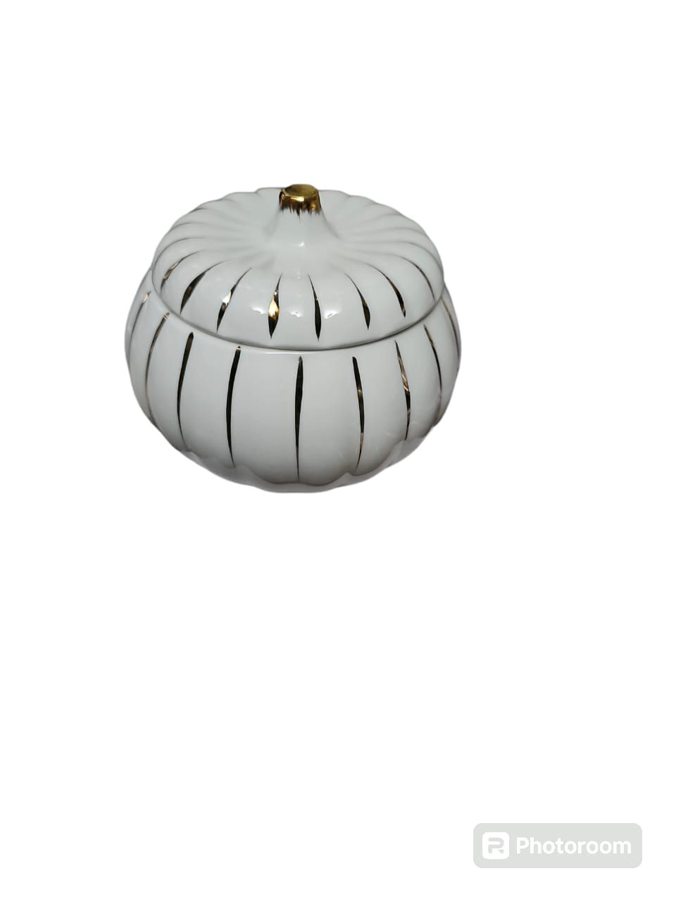 High quality ceramic kitchen sugar dish with gold lines