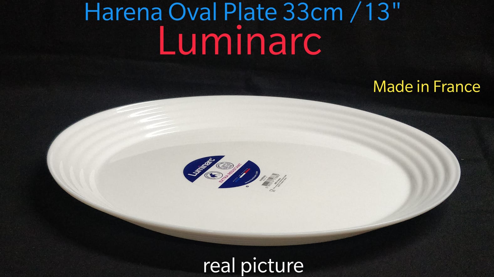 Set of 6pcs Luminarc Halena kitchen white Oval plate with the size of 33cm