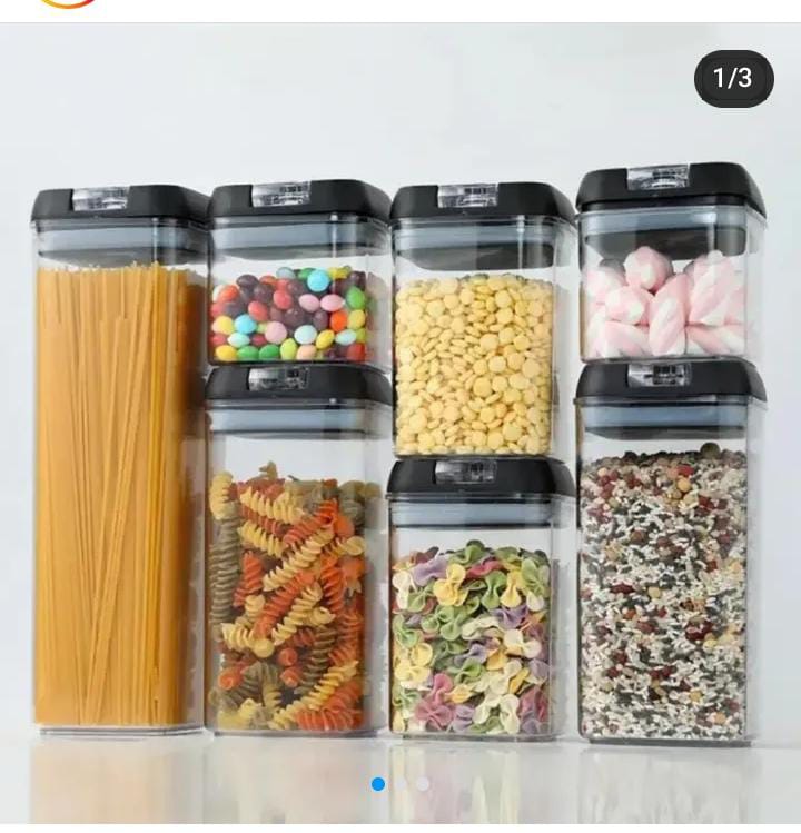 Set of 7Pcs Air tight Acrylic kitchen food/cereals storage containers