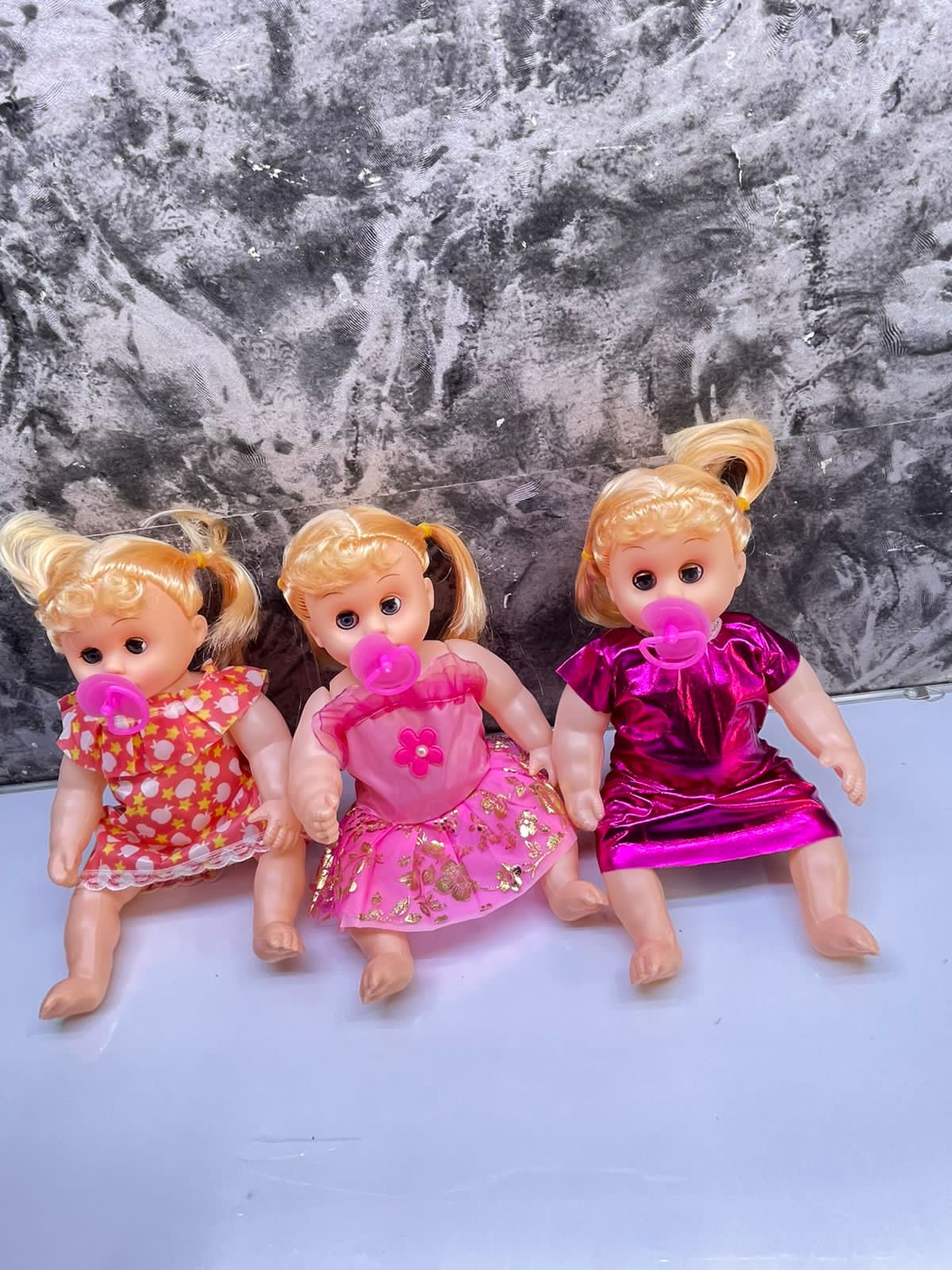 28cm Long kids white playing doll with a pacifier and makes crying sounds