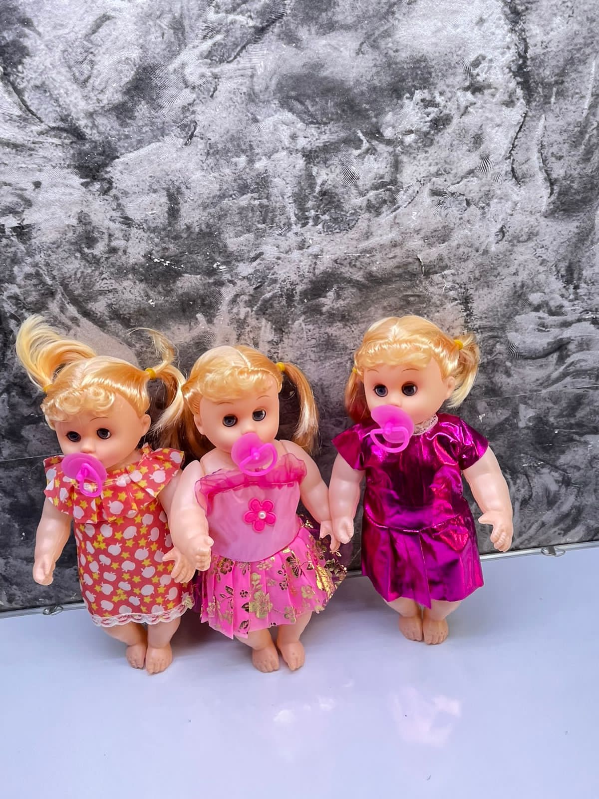 28cm Long kids white playing doll with a pacifier and makes crying sounds