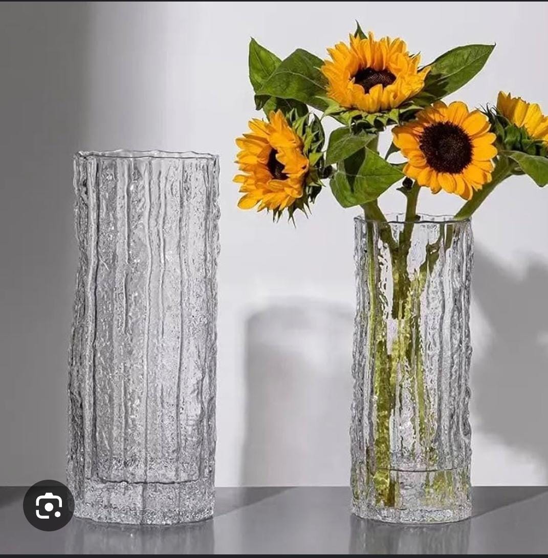 Embosed Heavy Glass Home/Office Decorative flower Vase