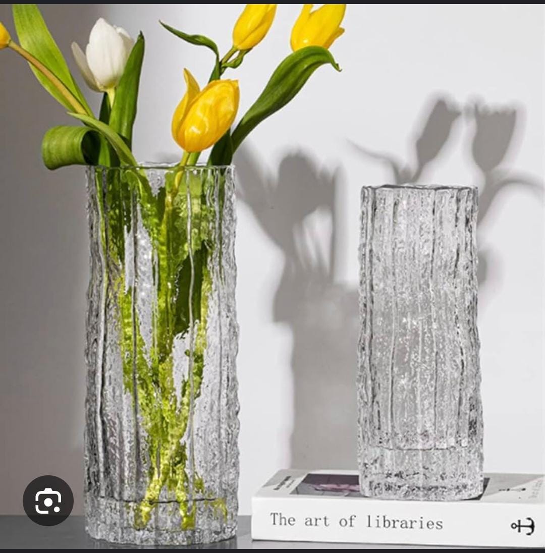 Embosed Heavy Glass Home/Office Decorative flower Vase
