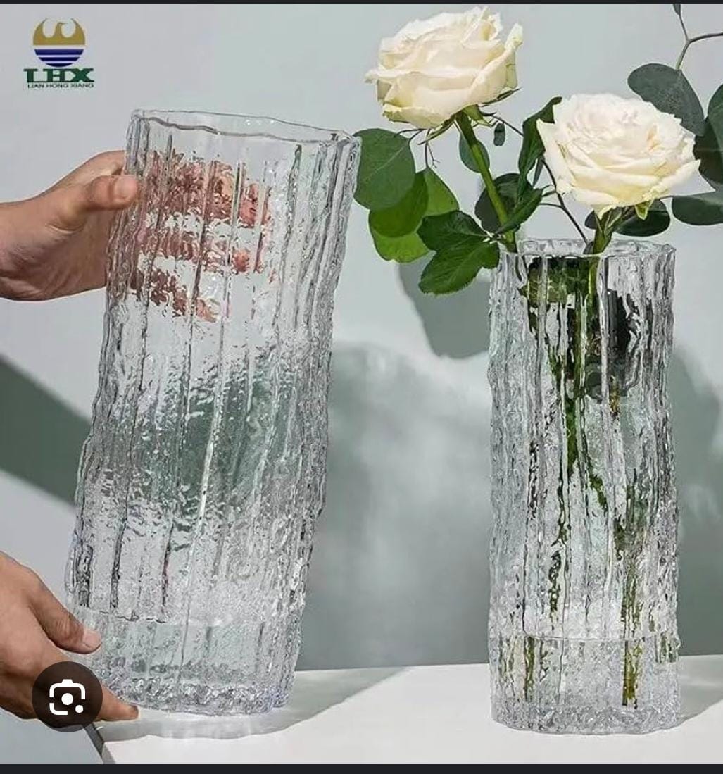 Embosed Heavy Glass Home/Office Decorative flower Vase
