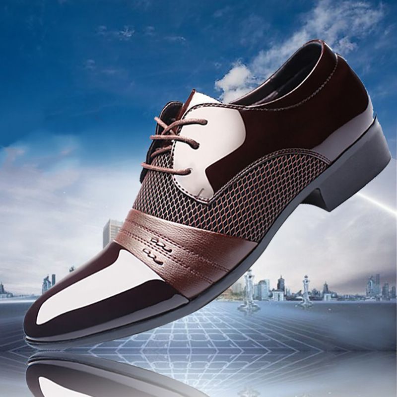 Autumn New Pointed Men's Casual Single Shoes Korean Edition Lace up Business Dress Large Cross border Men's ShoesTrend
