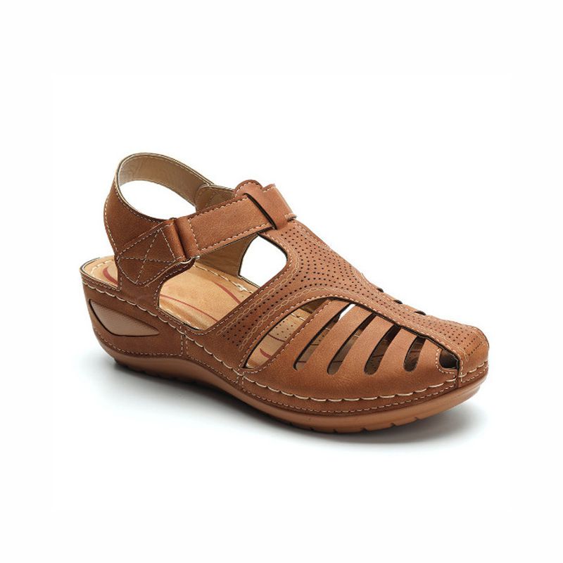 Factory Wholesale Sandalias Romanas Plus size 35-46 Retro Style Buckle Wedge Women Shoes Platform Sandals for Woman and Ladies