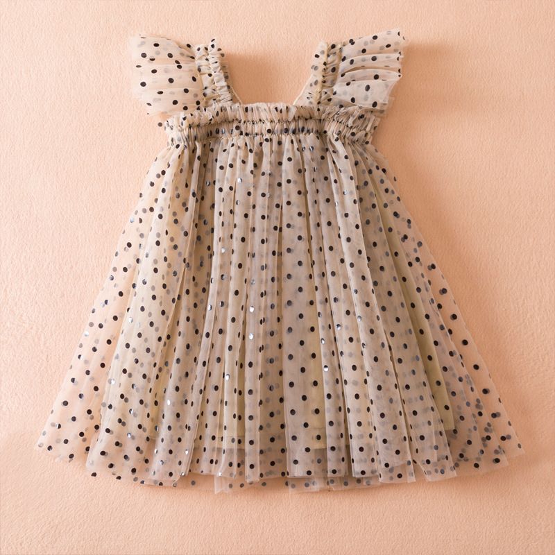 Best Price Dot Printed Clothes Dress Girls tulle dress Baby Girls summer Sleeveless Dresses