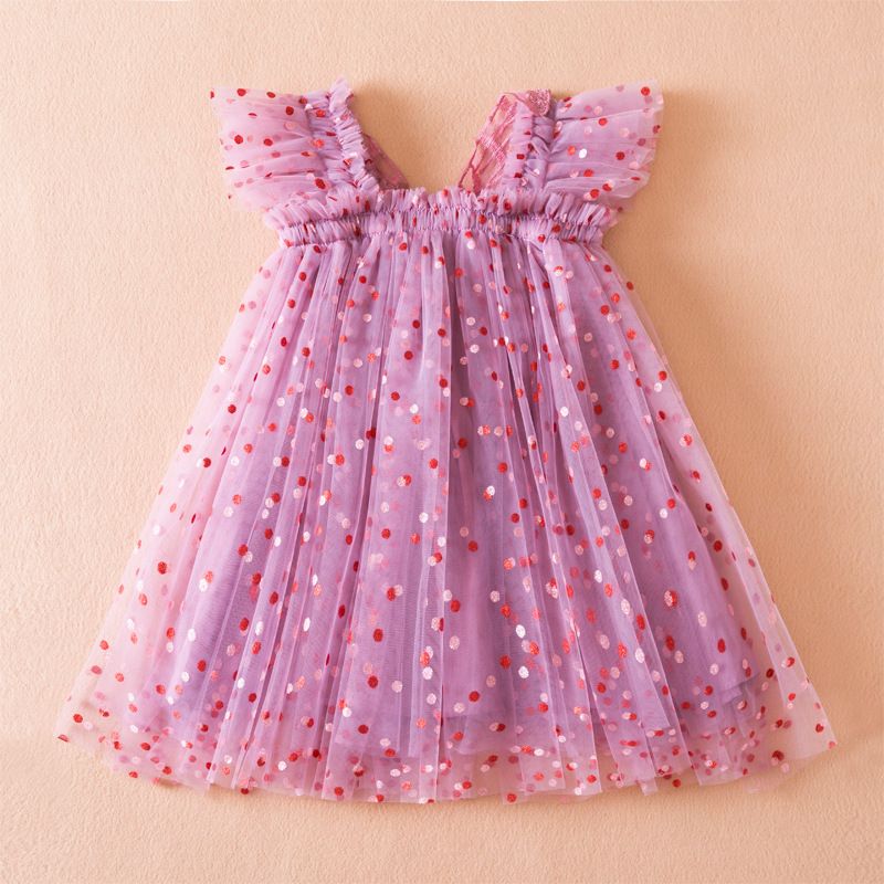 Best Price Dot Printed Clothes Dress Girls tulle dress Baby Girls summer Sleeveless Dresses