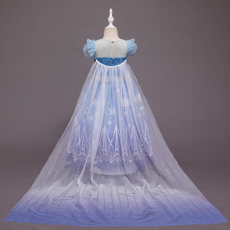 Hot Sale Cartoon Character Princess Elsa Cosplay Princess Dress Costume with Cloak Halloween Girl Castle Carnival Party