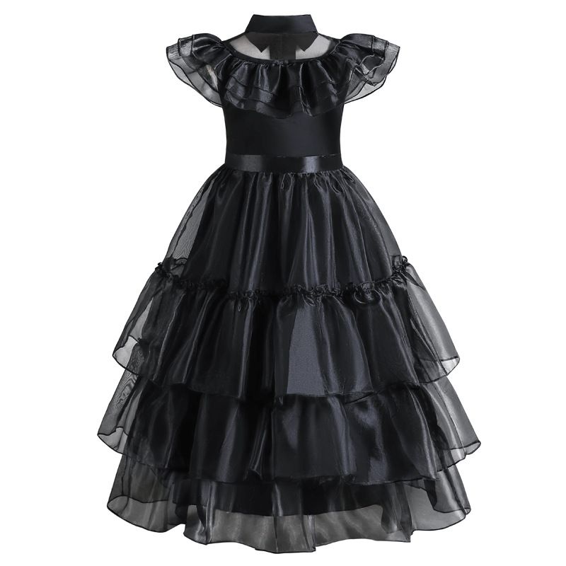 teenagers Wednesday Addams Cosplay Princess Dress Halloween Dress Big Girls Party Dresses with Belt