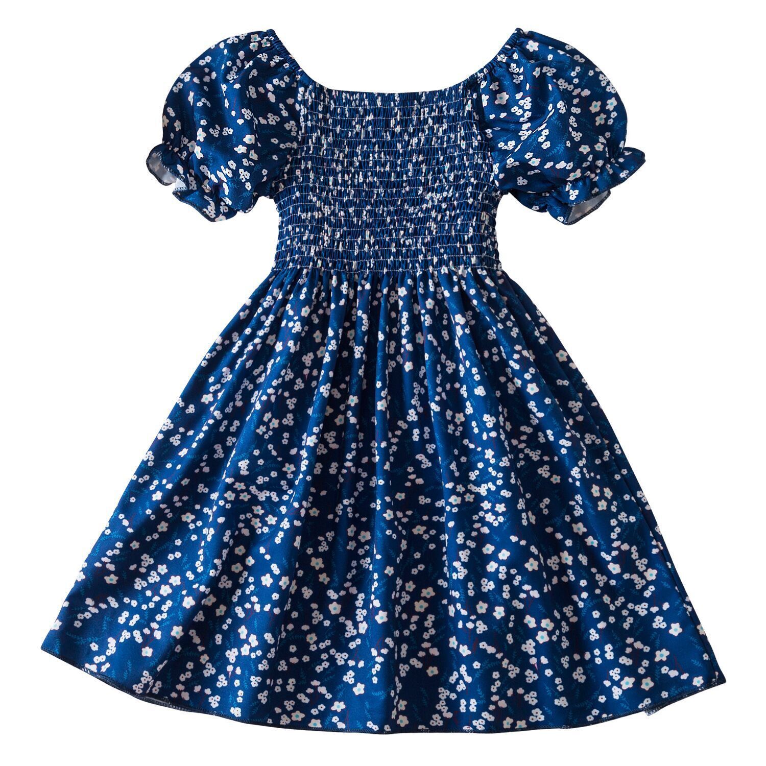 Girls dress new summer foreign style small floral bubble short-sleeved chiffon princess skirt children's clothing
