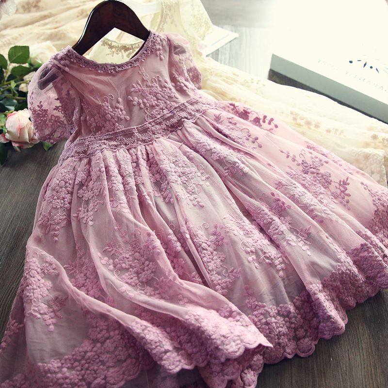 Girl Dress Kids Dresses For Girls Mesh Casual Lace Embroidery Princess Baby Girl Clothes Summer Sleeveless Dress Kids Clothes