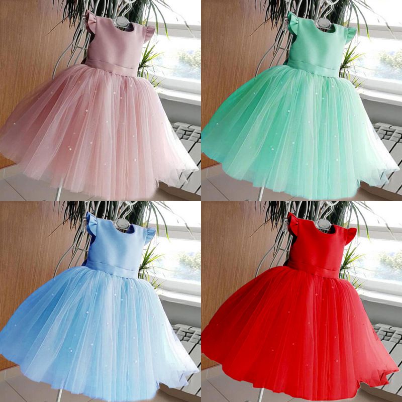 Baby Girl First Birthday Party Dress 12 Month Newborn Girls One Shoulder Bow Tulle Tutu Dresses Infant Pageant Princess Costume