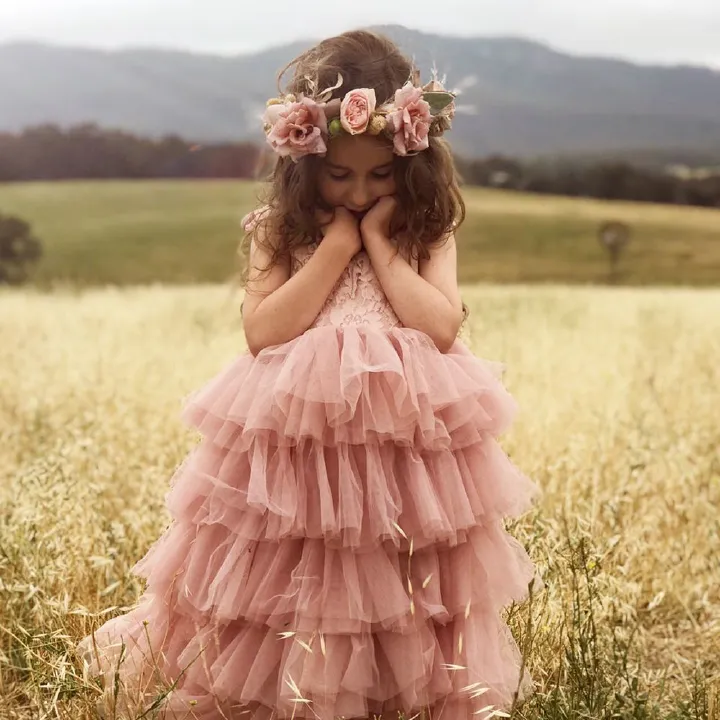 Girls birthday Children Princess Evening flower wedding piano performance Dress Clothing Cake Ball Gown Party Dresses