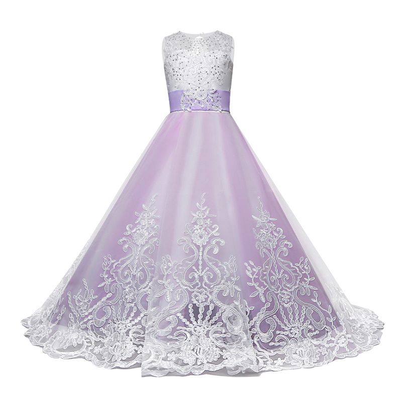 tunic armless lace kids clothing girls party dress maxi princess drill diamond kids summer dresses evening party dress for kid