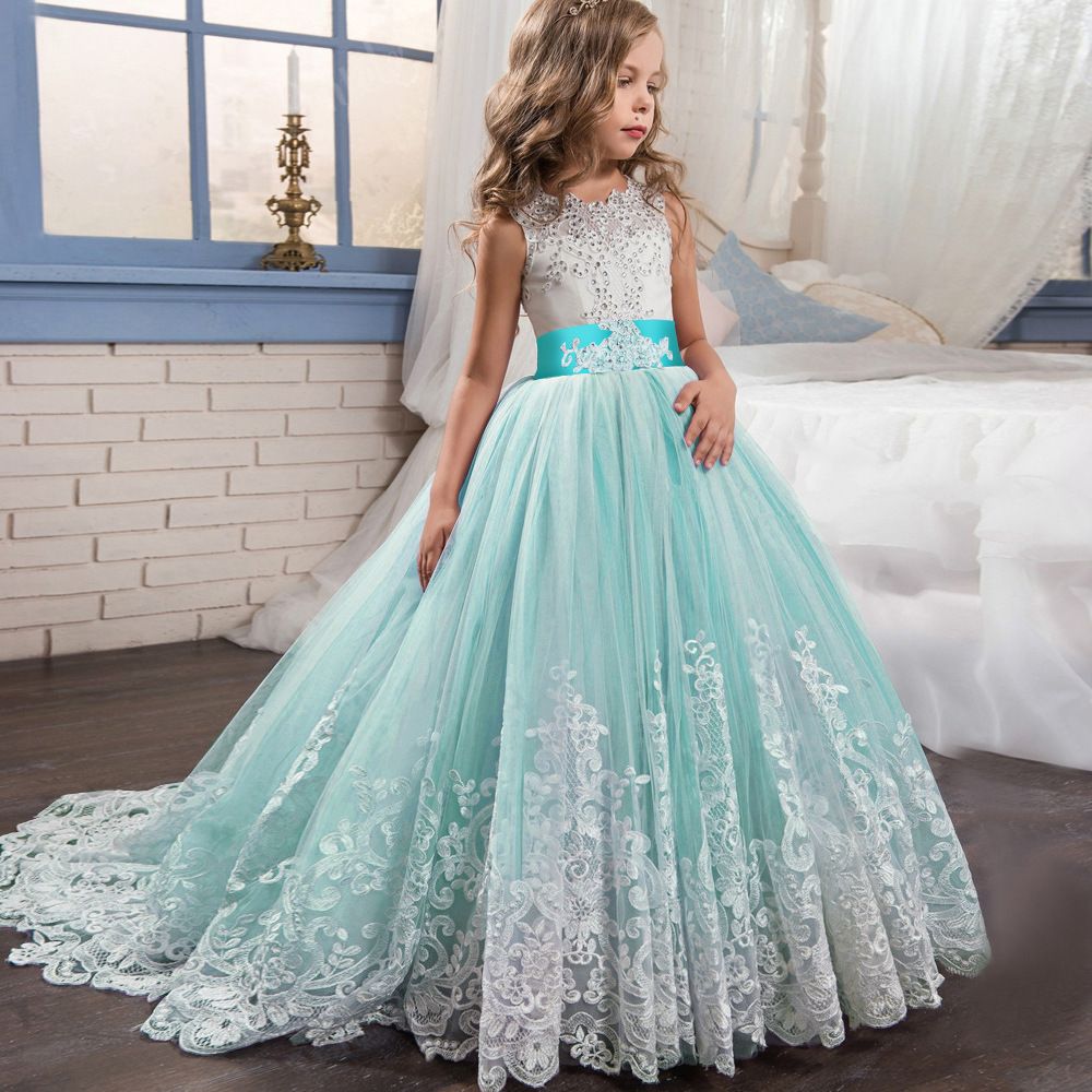 tunic armless lace kids clothing girls party dress maxi princess drill diamond kids summer dresses evening party dress for kid