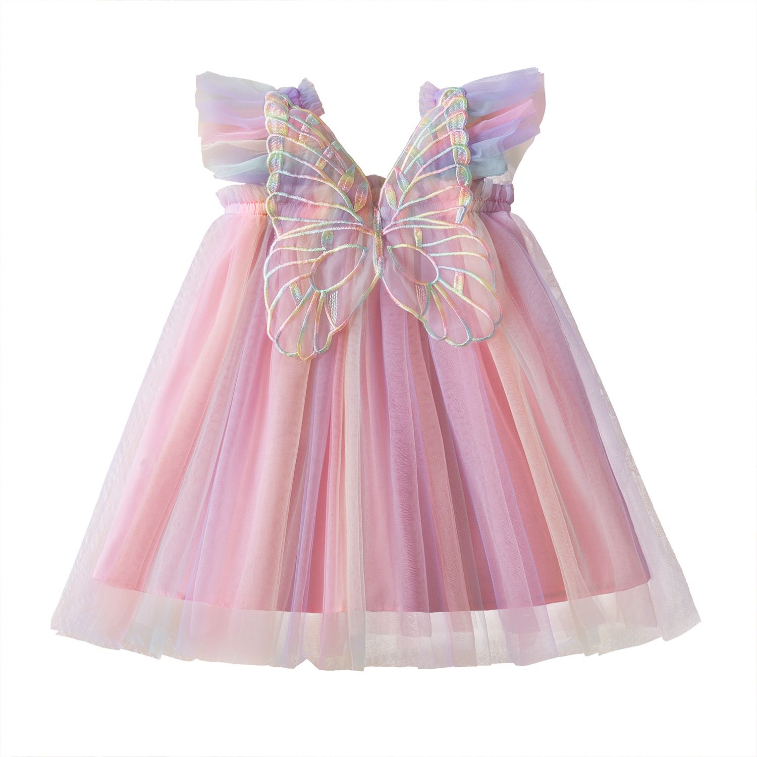 New girls' dress Summer flying sleeve baby girls' Princess dress Children's mesh dress kids wear