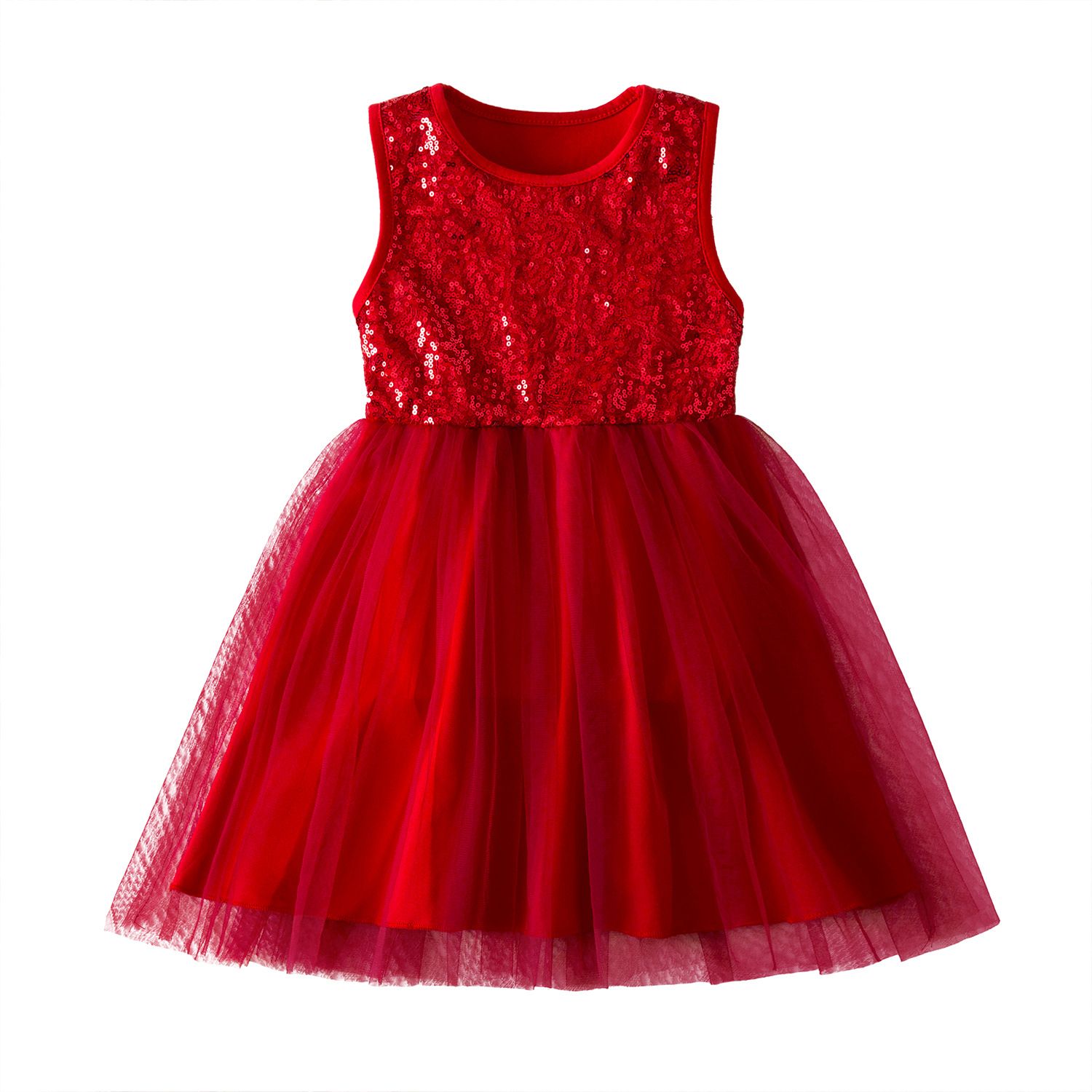 Children Clothes Princess Kids Baby Fancy Wedding Dress Sleeveless Sequin Mesh Party Dress Baby Girl Summer Dresses