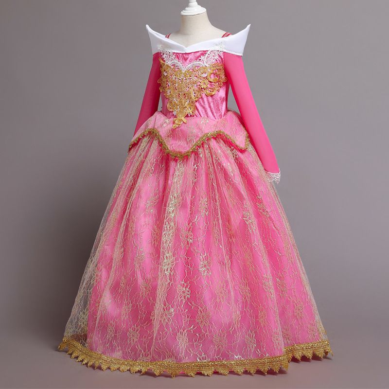 Children Performance Costumes Girls Tulle Halloween Dress Long-Sleeved Embroidered Princess Skirt Luminous Dress Cosplay Dress