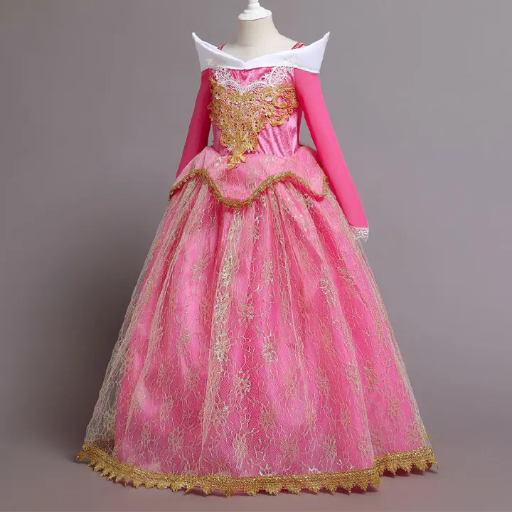 Children Performance Costumes Girls Tulle Halloween Dress Long-Sleeved Embroidered Princess Skirt Luminous Dress Cosplay Dress