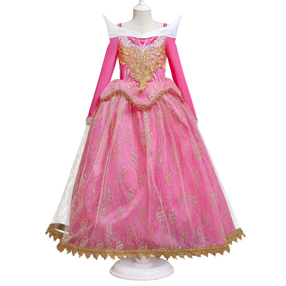 Children Performance Costumes Girls Tulle Halloween Dress Long-Sleeved Embroidered Princess Skirt Luminous Dress Cosplay Dress
