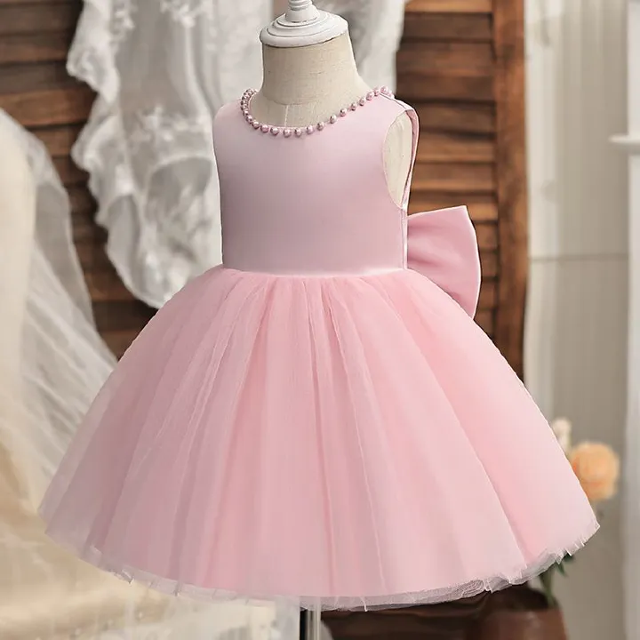summer new baby dress for birthday foreign style solid color girls dresses mesh fluffy princess skirt for 1-3 Y girls