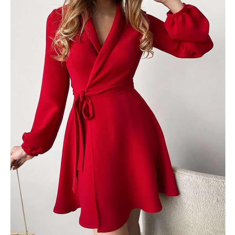 Women Print Splicing Simple Dress Ladies Official Waist Lapel Plus Size Line Career Business Office Casual Wear Dinner Dresses