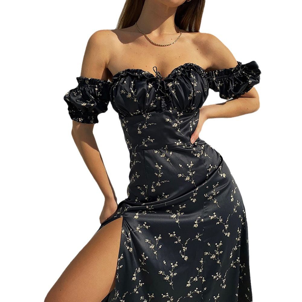 Summer Women Sexy Evening Dresses Off Shoulder Midi Lady Bodycon Elegant Prom Party Backless Bohemian floral bra Dresses