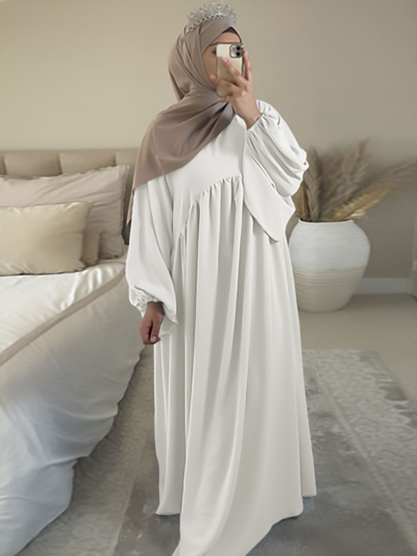Middle eastern saudi arabia casual dress solid color loose comfortable robe abaya muslim islamic clothing for women