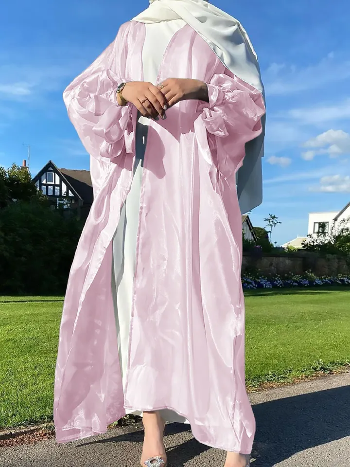 Ramadan Eid Mubarak Kaftans For Women Robe Kimono Femme Musulmane Satin Maxi Abaya Dubai Turkey Islam Arabic Muslim Dress Caftan