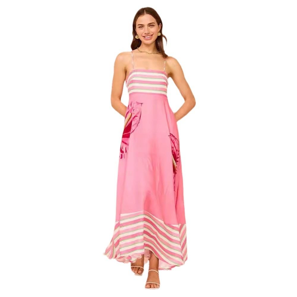 Factory custom designer lady high quality fashion summer female striped clothes women dress