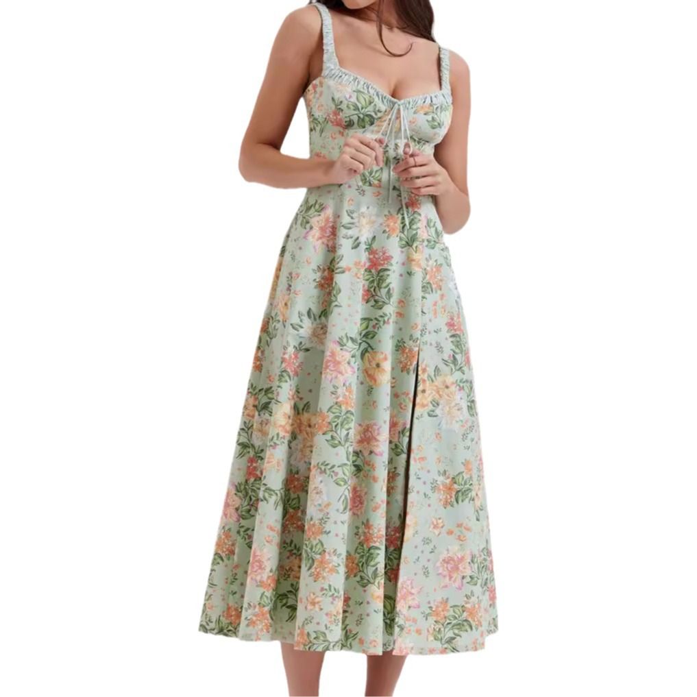 Summer Women Casual Dress Elegant Sleeveless Floral Print Backless Maxi Dress woman dress